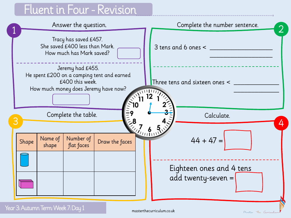 Addition and subtraction - Add and subtract two-digit and ​three-digit numbers not crossing 10 or 100​ - Starter