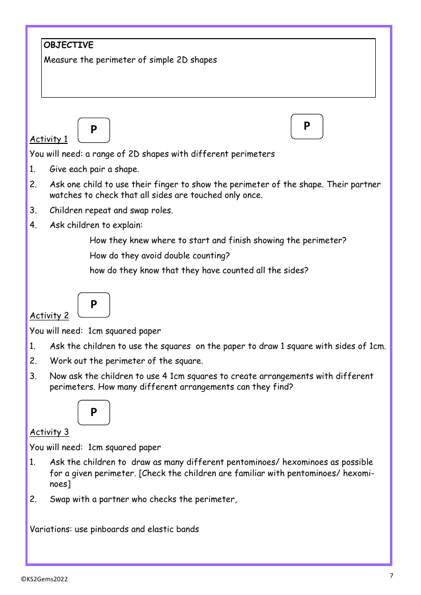 Measure perimeter worksheet