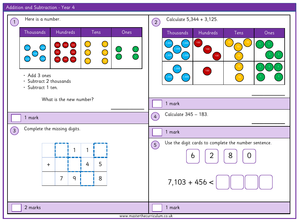 Addition and Subtraction - Assessment
