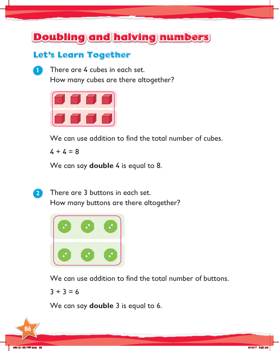 Max Maths, Year 1, Learn together, Doubling and halving numbers