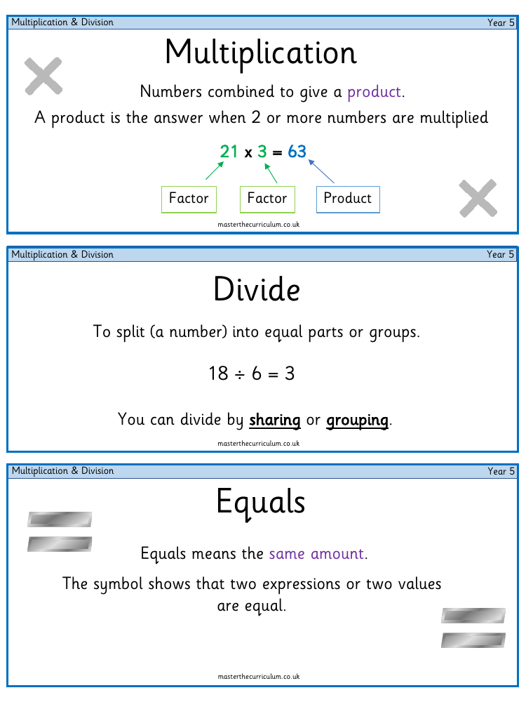 Multiplication and Division (1) - Vocabulary