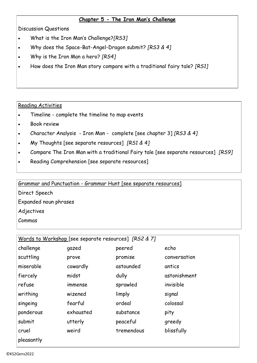 The Iron Man - Chapter 5 - Worksheet