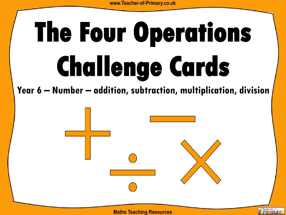 The Four Operations Challenge Cards - PowerPoint