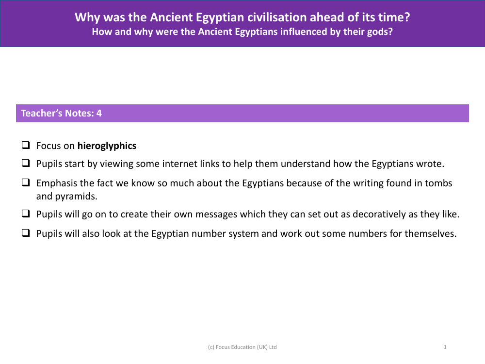 How and why were the Ancient Egyptians influenced by their gods? - Teacher notes 4