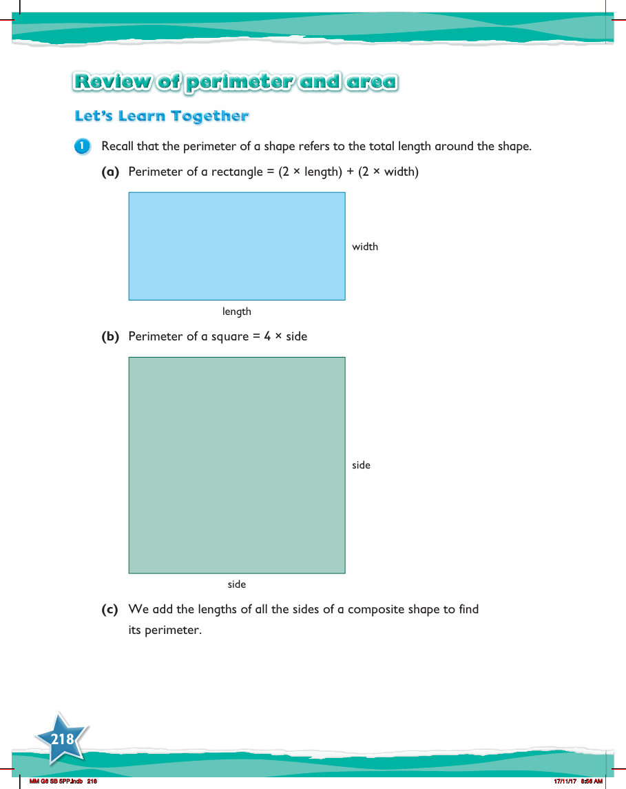 Max Maths, Year 6, Learn together, Review of perimeter and area (1)