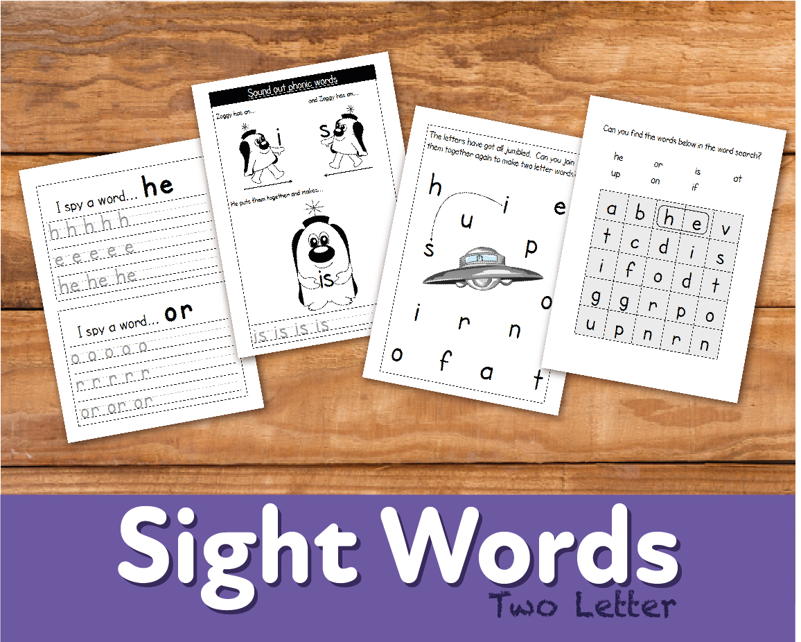 WORKSHEETS To Reinforce Two Letter Sight Words (4-7 years) - Teacher Notes