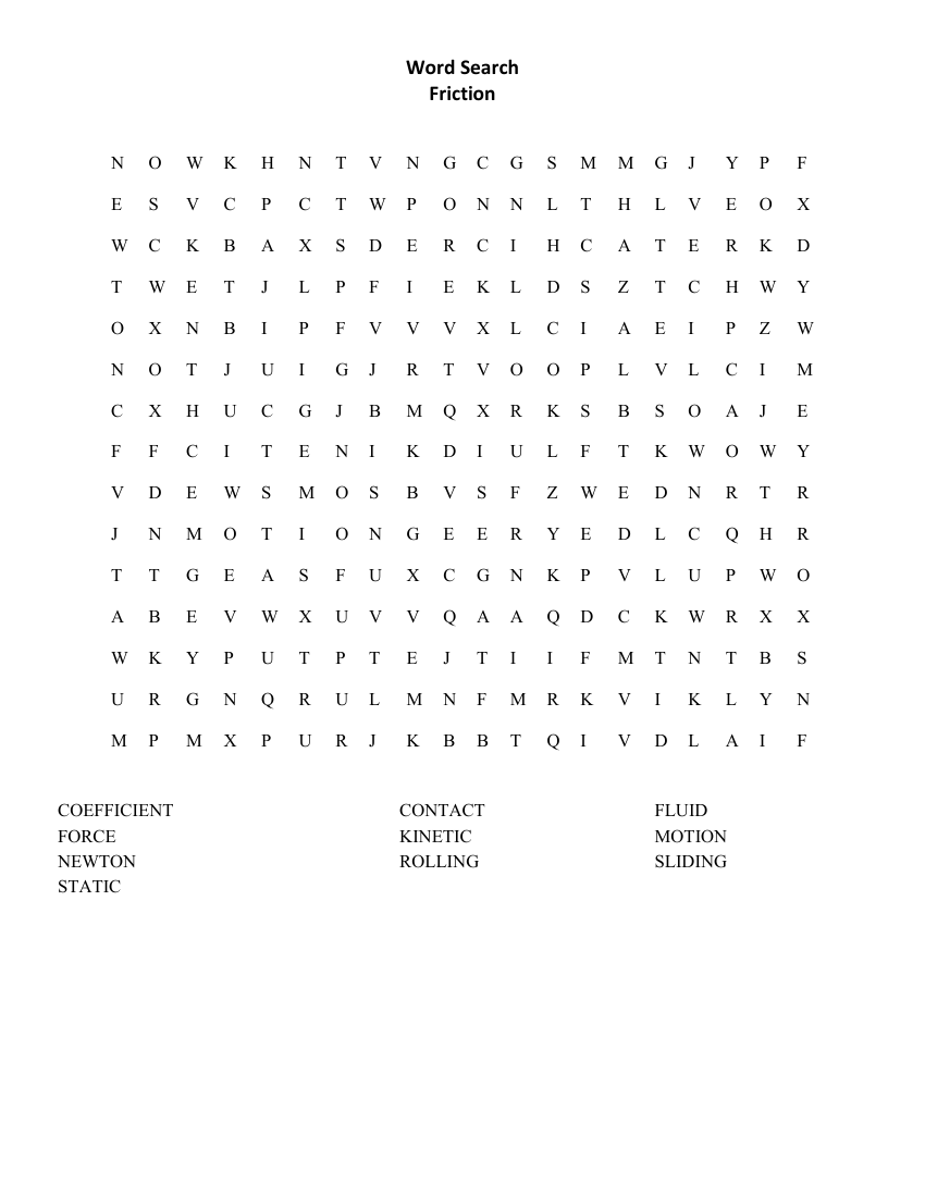 Friction - Word Search