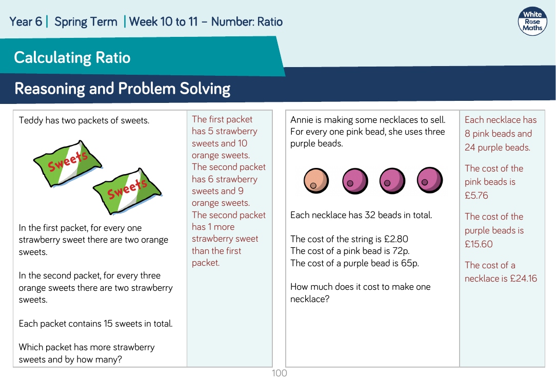 Calculating ratio: Reasoning and Problem Solving