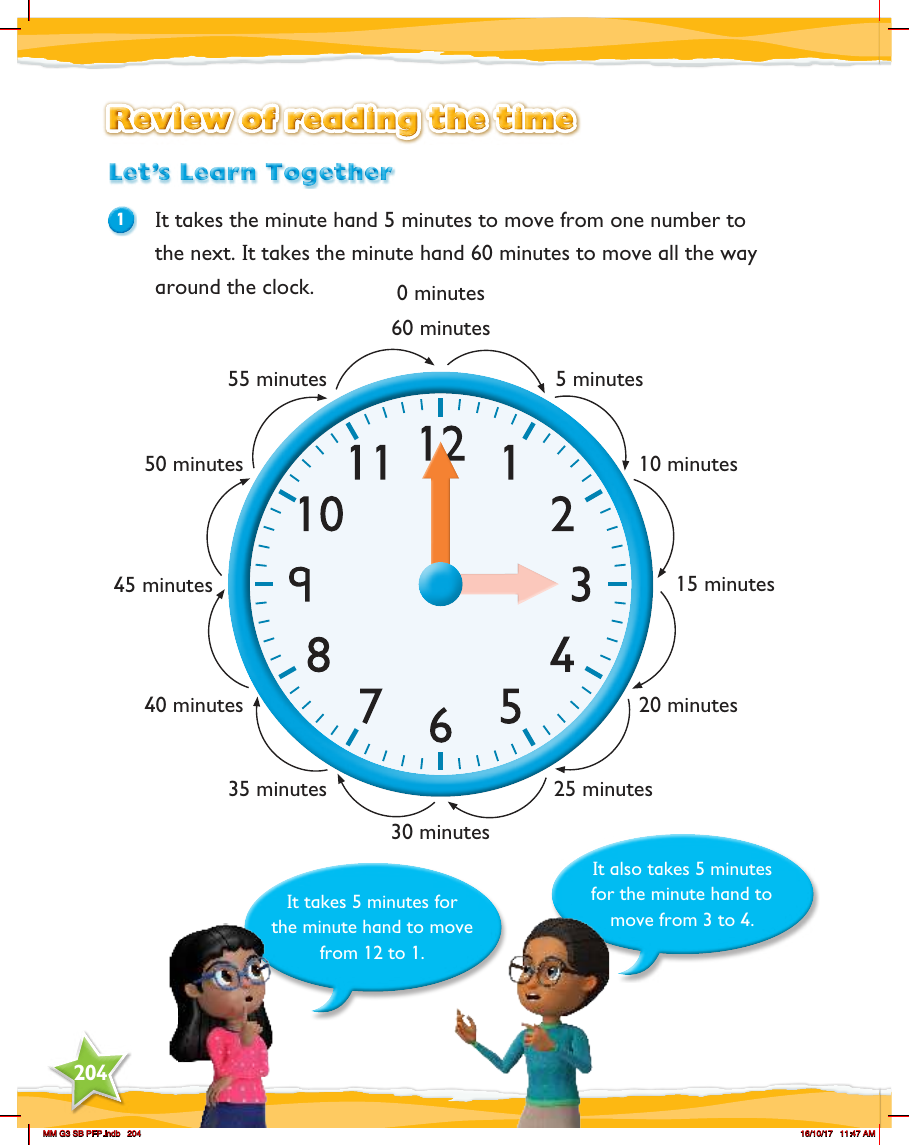 Max Maths, Year 3, Learn together, Review of reading the time (1)