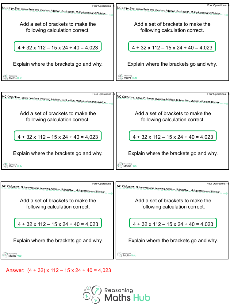 Solve Problems Involving Addition, Subtraction, Multiplication and Division 2 - Reasoning