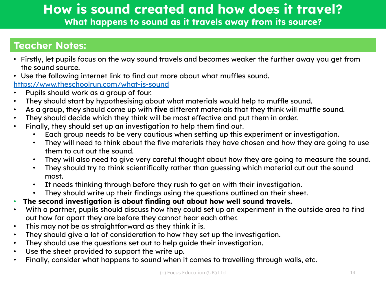 What happens to sound as it travels away from its source? - Teacher notes