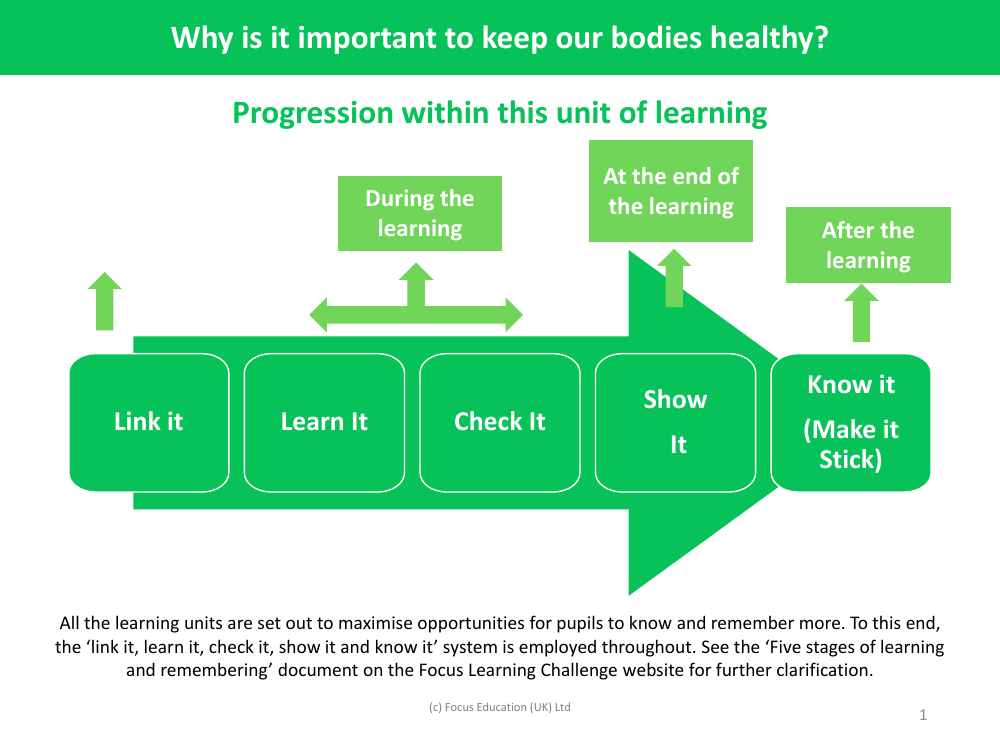 Progression pedagogy - Being Healthy - Year 2