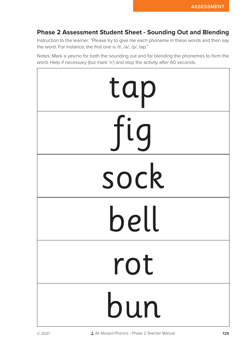 Grapheme Recognition  Assessment sheet- Phonics Phase 2 - Resource