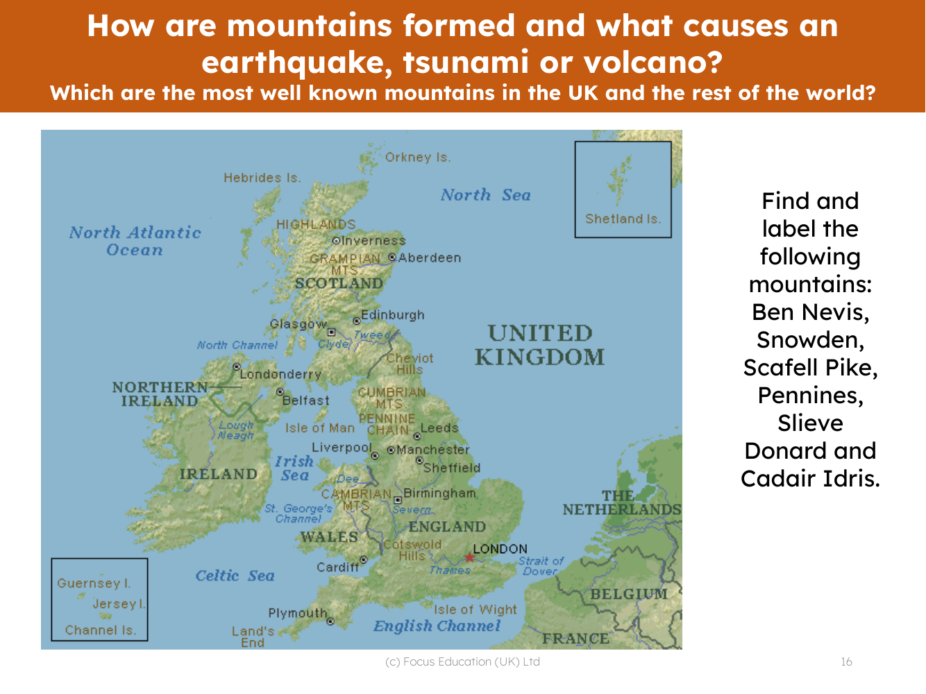 Locate on a map - Mountains of the UK