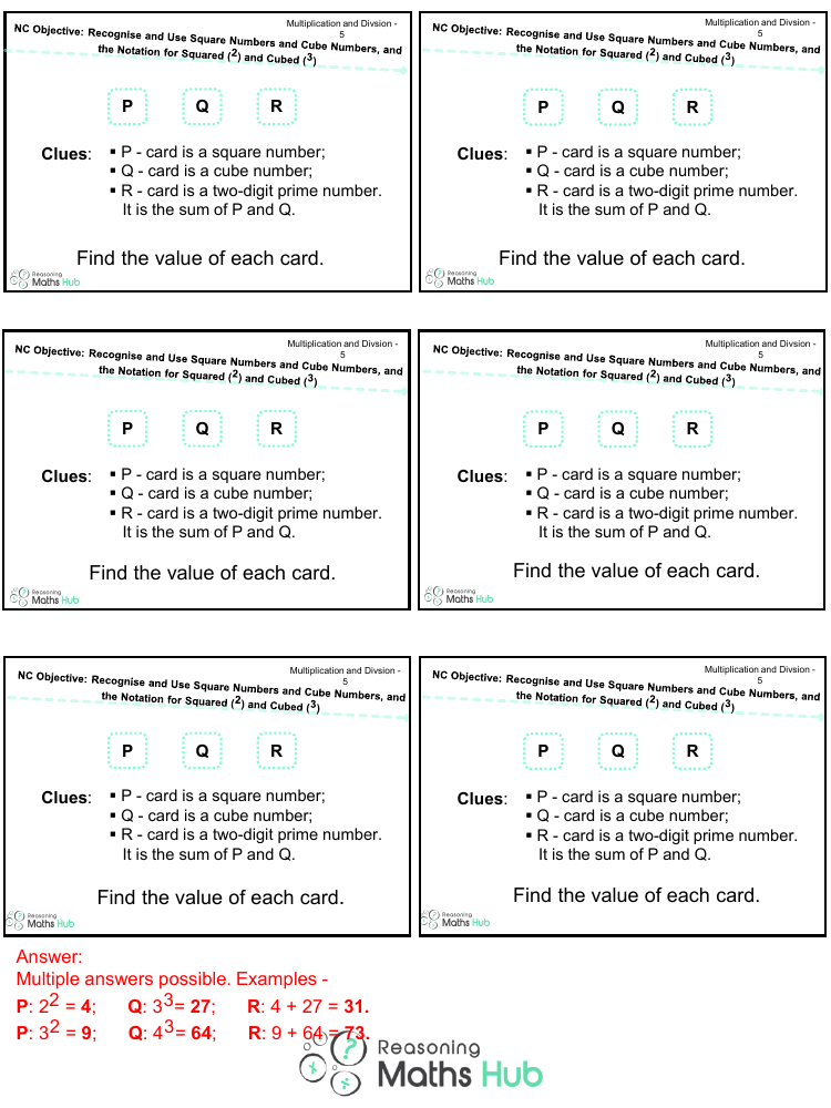 Recognise and use square numbers and cube numbers 4 - Reasoning