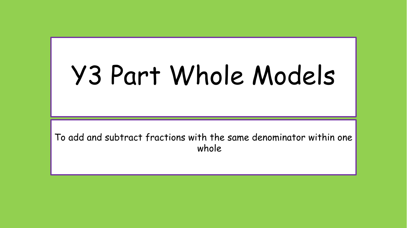 Part Whole Models for addition and subtraction