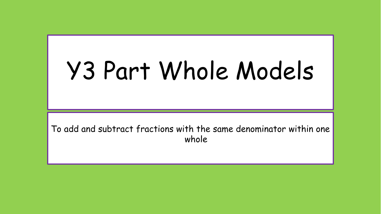 Part Whole Models for addition and subtraction | Maths Year 3