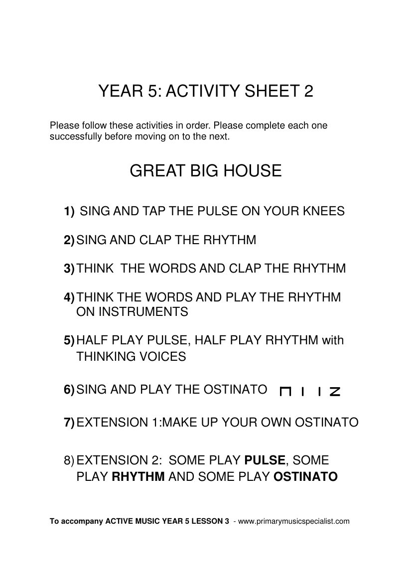 Instrumental - Year 5 Activity Sheet 2