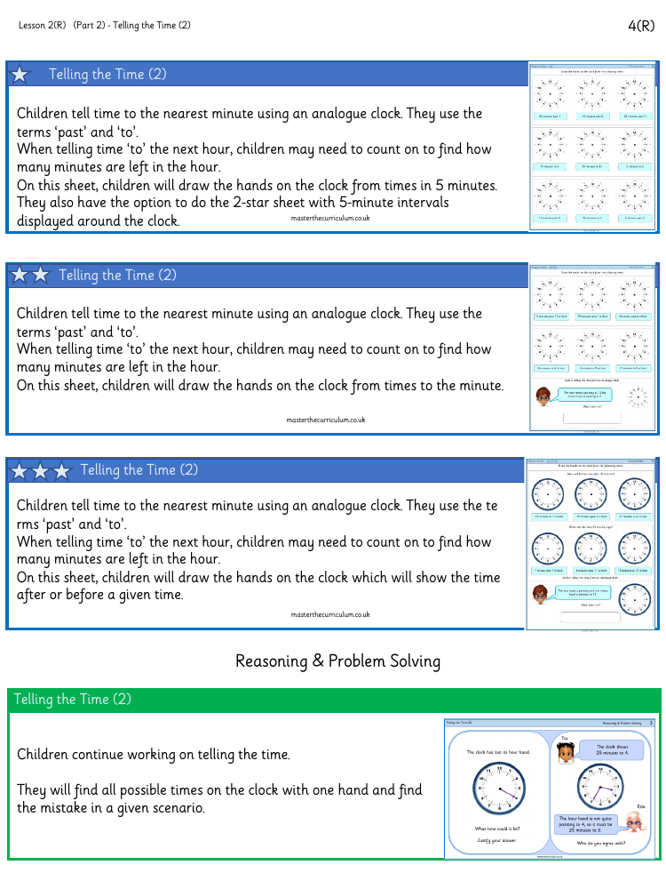 Time - Telling the Time to the Minute (2) - Worksheet