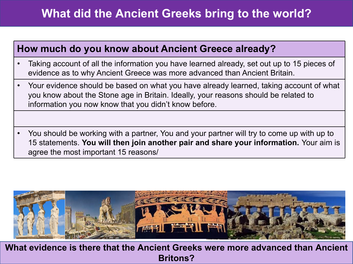 How much do you know about the Ancient Greeks already? - Partner task