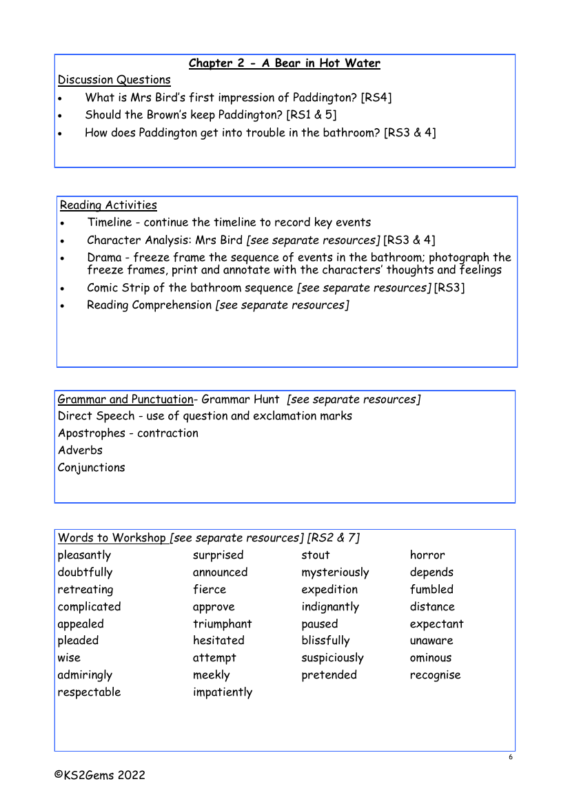 A Bear Called Paddington - Chapter 2 - Worksheet