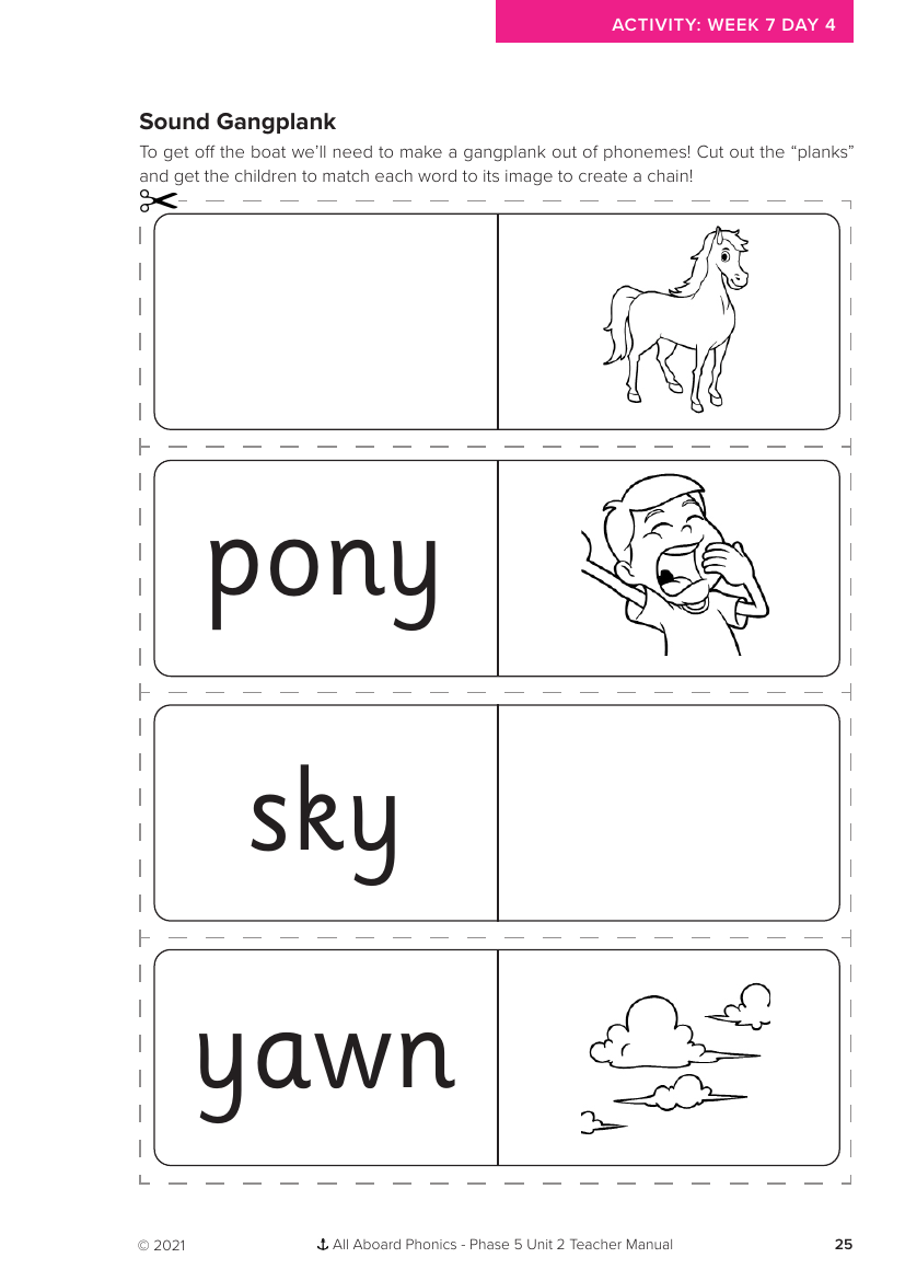 Week 7, lesson 4 Sound Gangplank matching activity - Phonics Phase 5, unit n2 - Worksheet