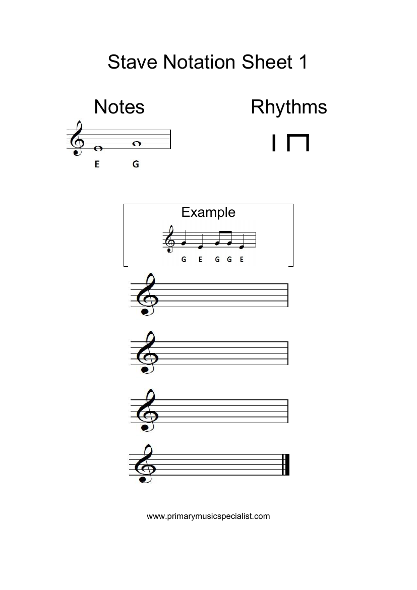 Pitch - Stave Notation Sheet Note Names 1