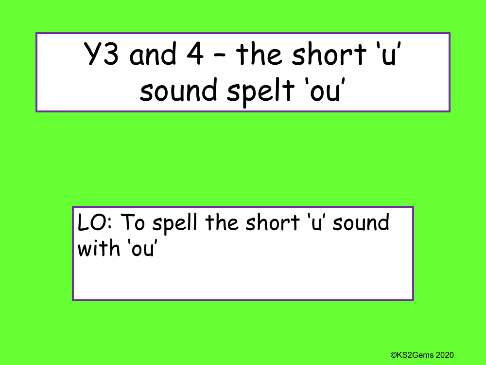 Short 'u' sound spelt 'ou' Presentation