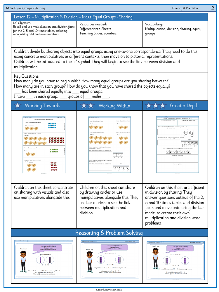 Multiplication and division - Make equal groups sharing 2 - Worksheet