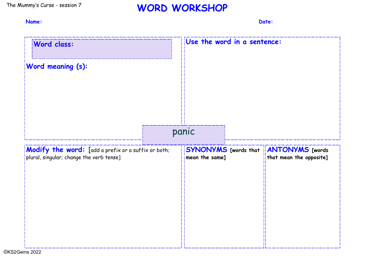 The Mummy's Curse - Session 7 - Word Workshop