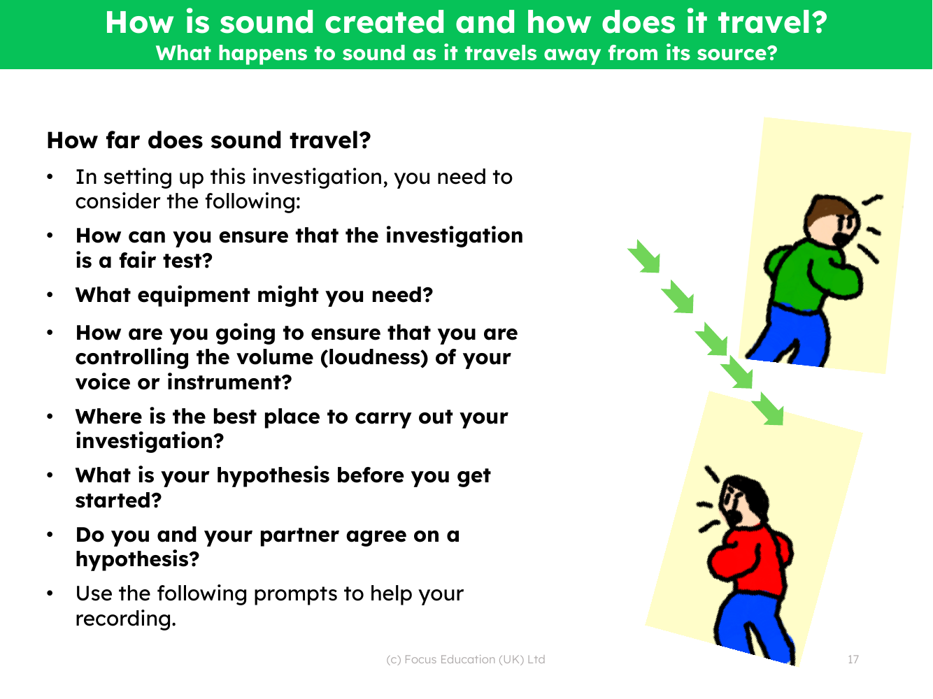 How far does sound travel Prompt sheet Science 3rd Grade