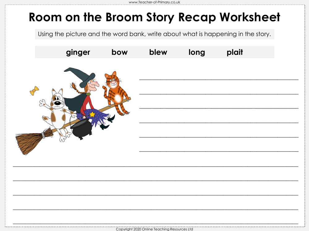 Room on the Broom - Lesson 2 - Story Recap Worksheet 1