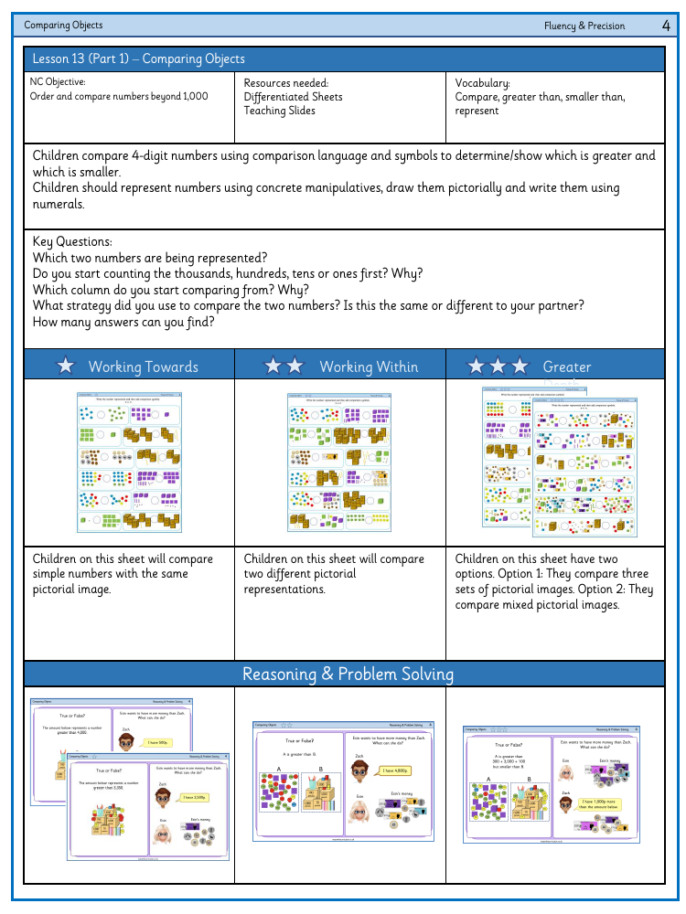 Place value - Comparing objects 1 - Worksheet