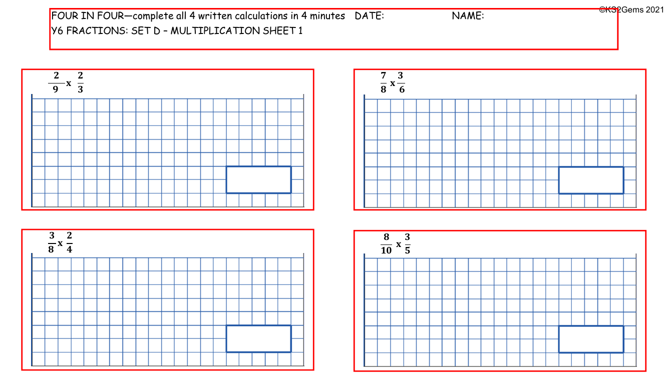 Four in Four - Fractions Set D Multiplication