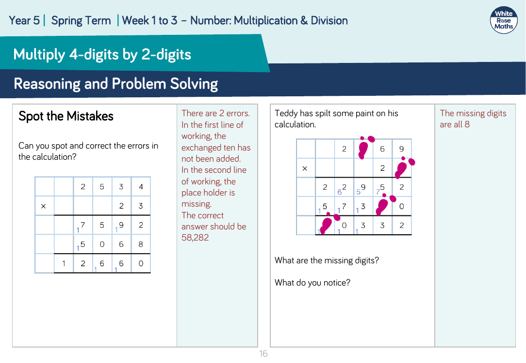 Multiply 4-digits by 2-digits: Reasoning and Problem Solving