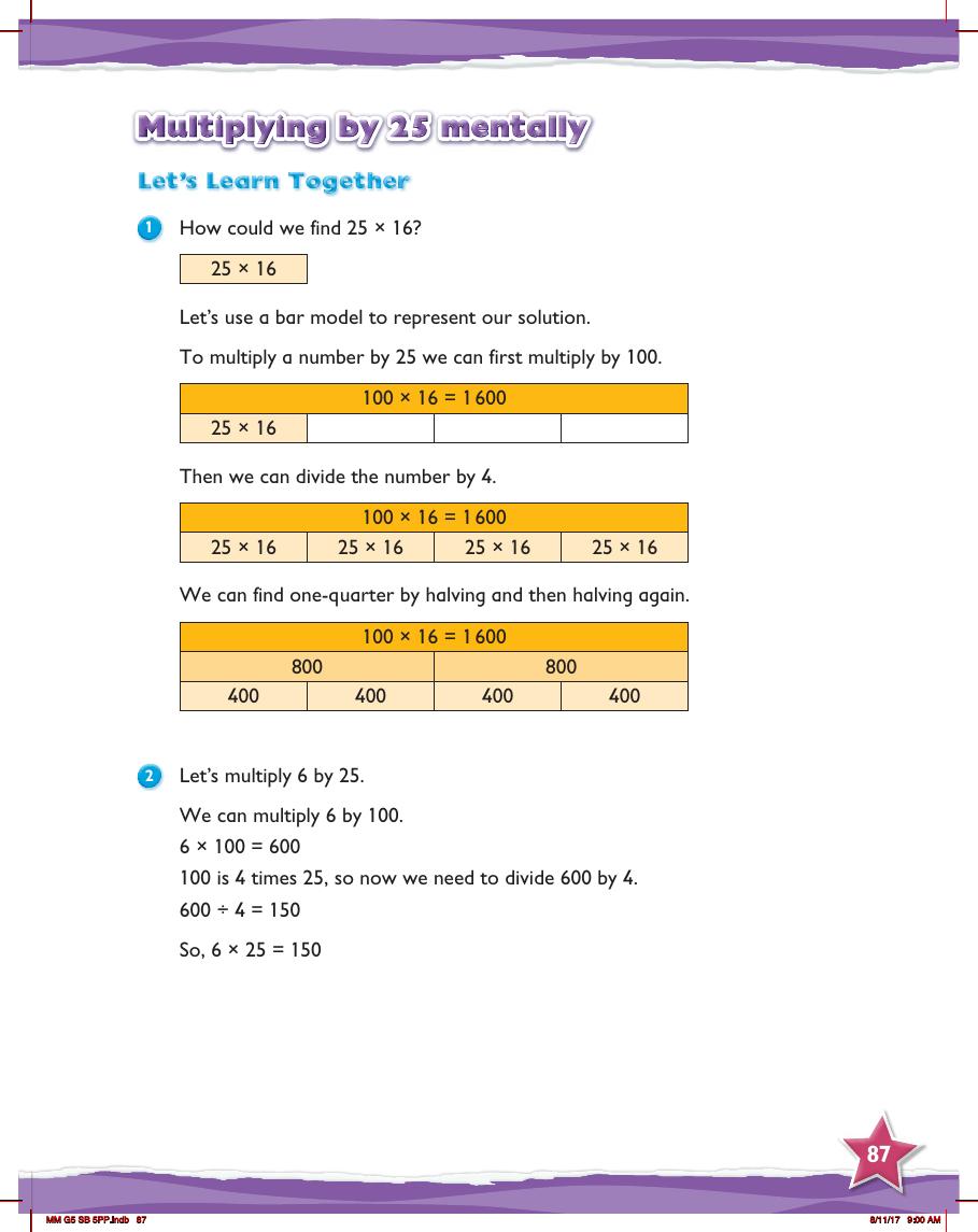 Max Maths, Year 5, Learn together, Multiplying by 25 mentally (1)
