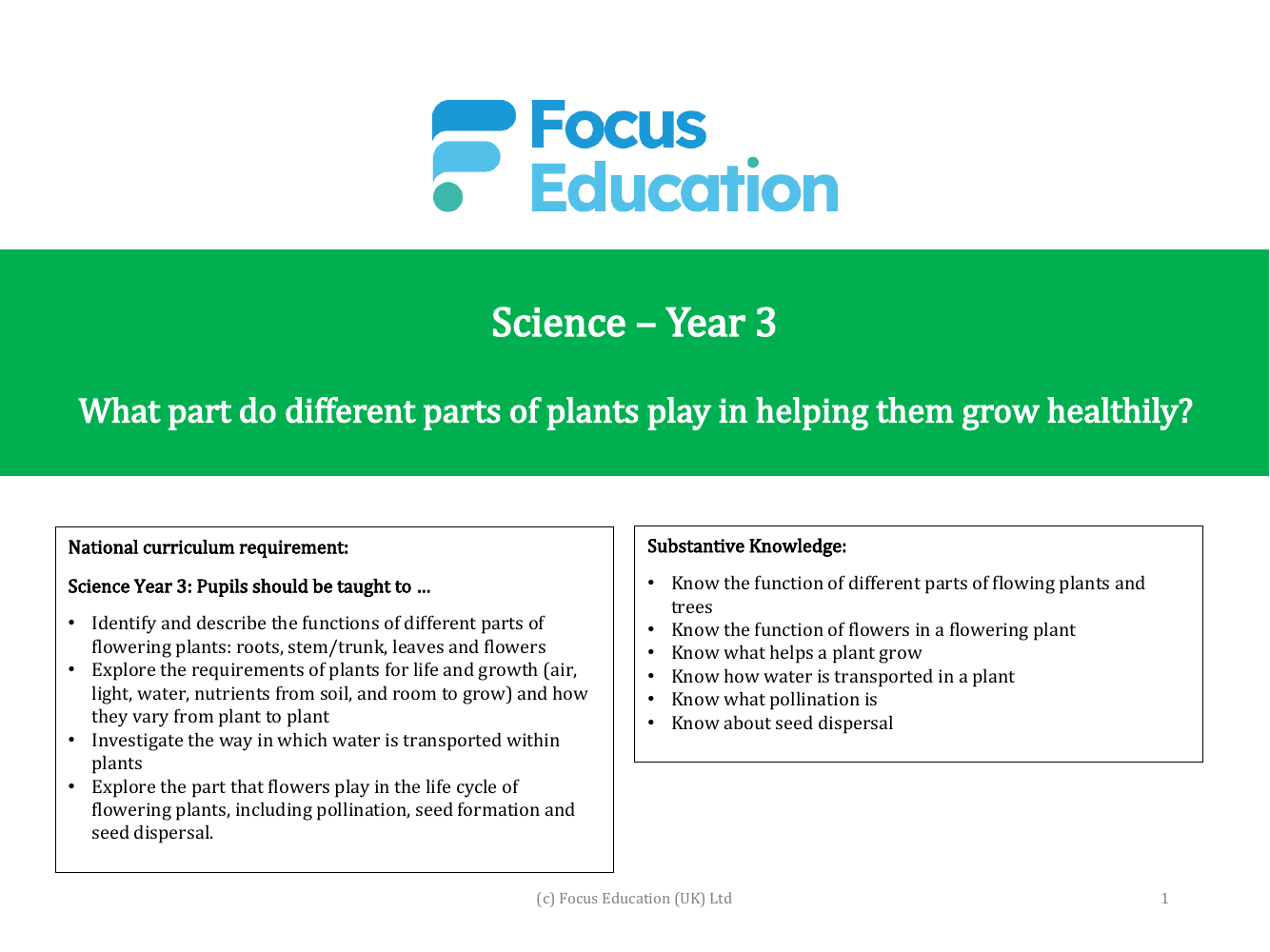 What part do different parts of plants play in helping them grow healthily? - presentation