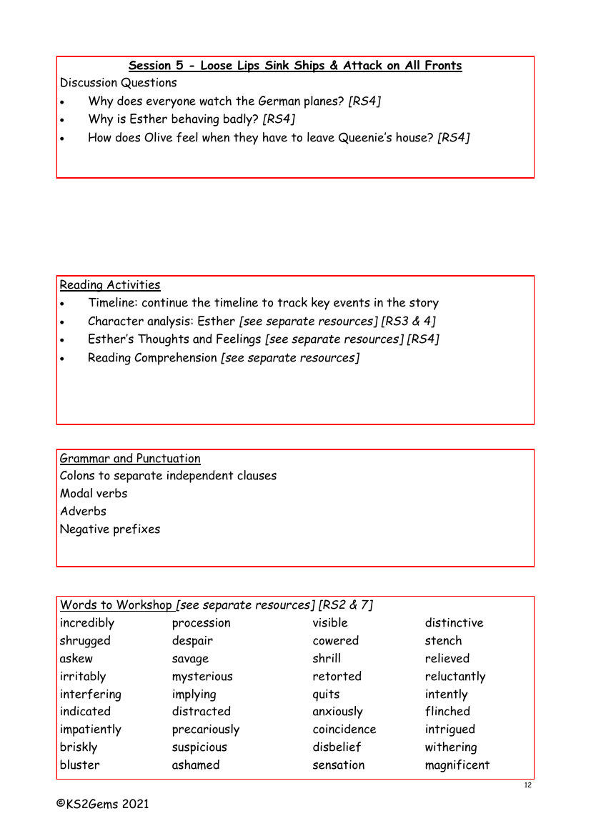 Letters from the Lighthouse - Session 5 - Worksheet