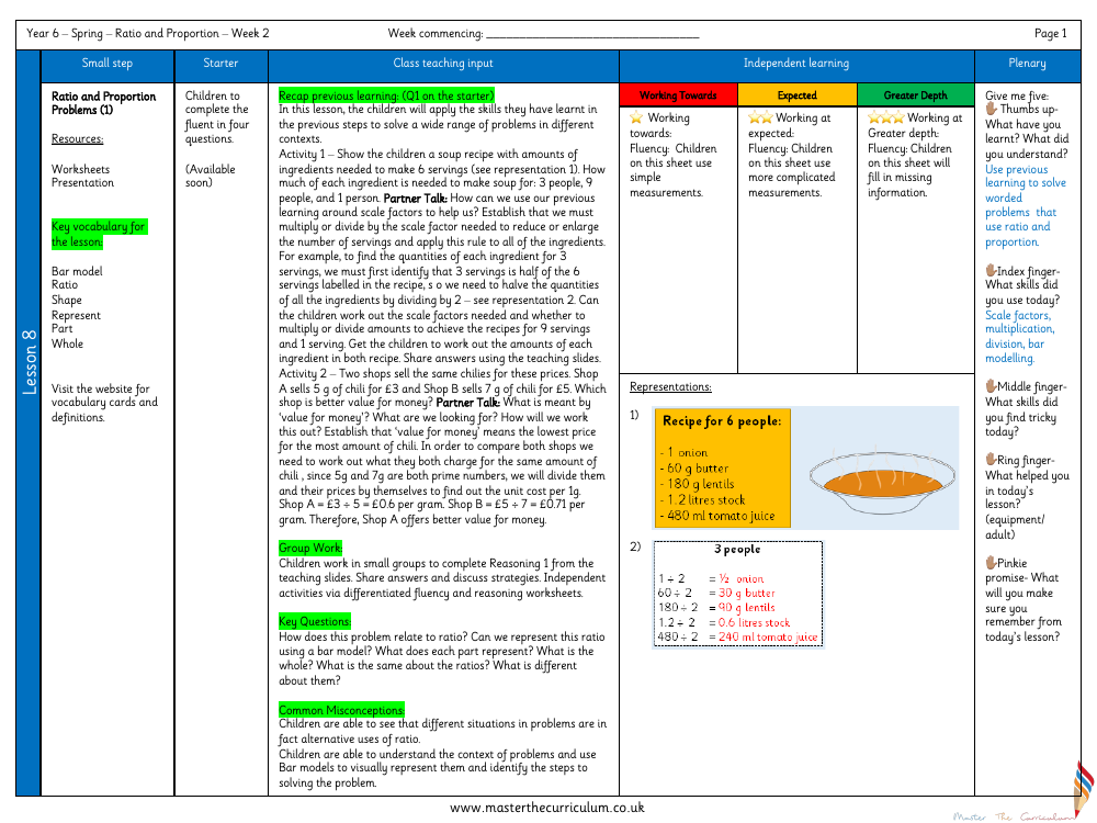 Ratio - Ratio and Proportion Problems (1) - Planning