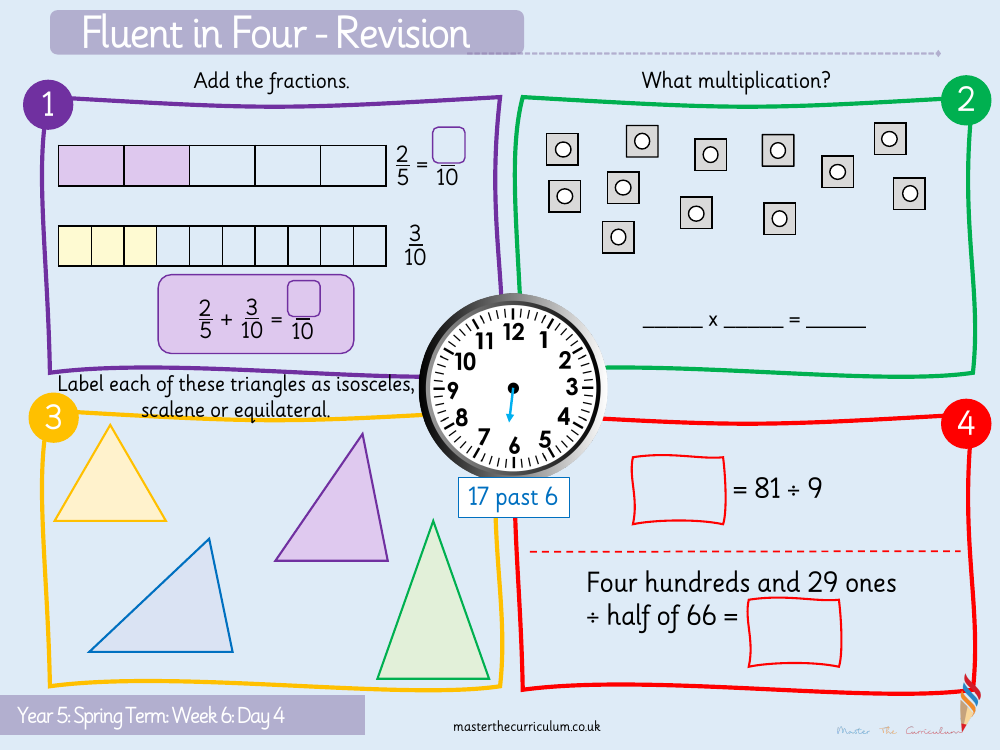 Fractions - Add Fractions within 1 - Starter