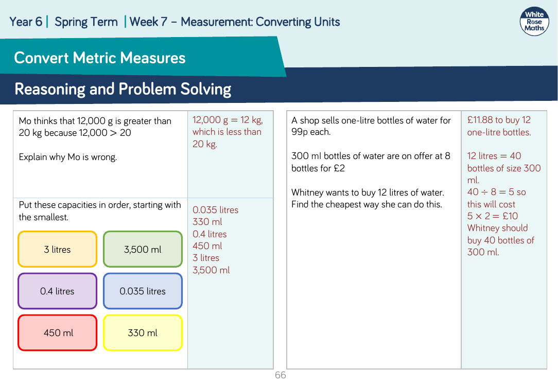 Convert Metric Measures: Reasoning and Problem Solving