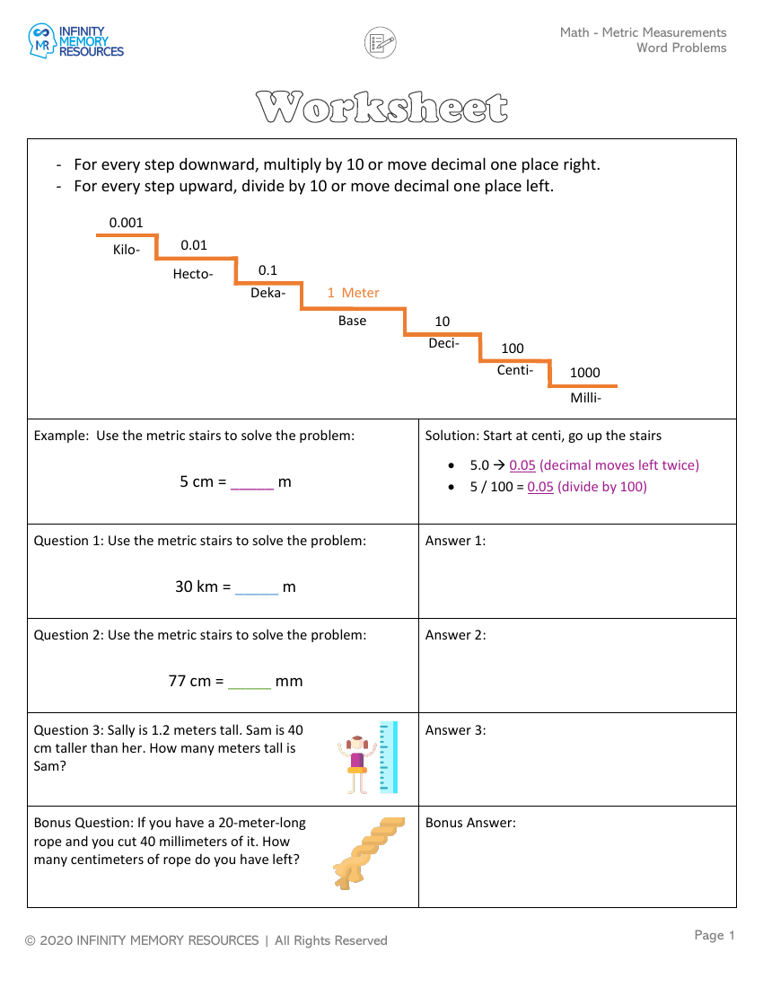 Metric Measurements - Word Problems | Pango