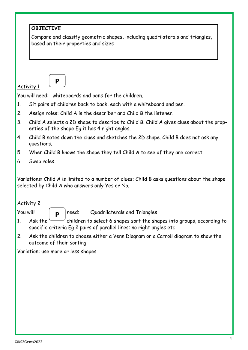 Classifying geometric shapes worksheet