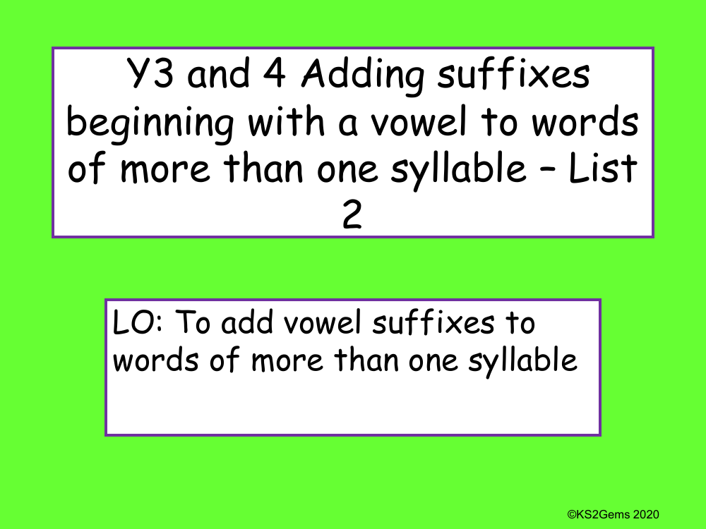 Adding Suffixes Beginning with a Vowel List 2 Presentation