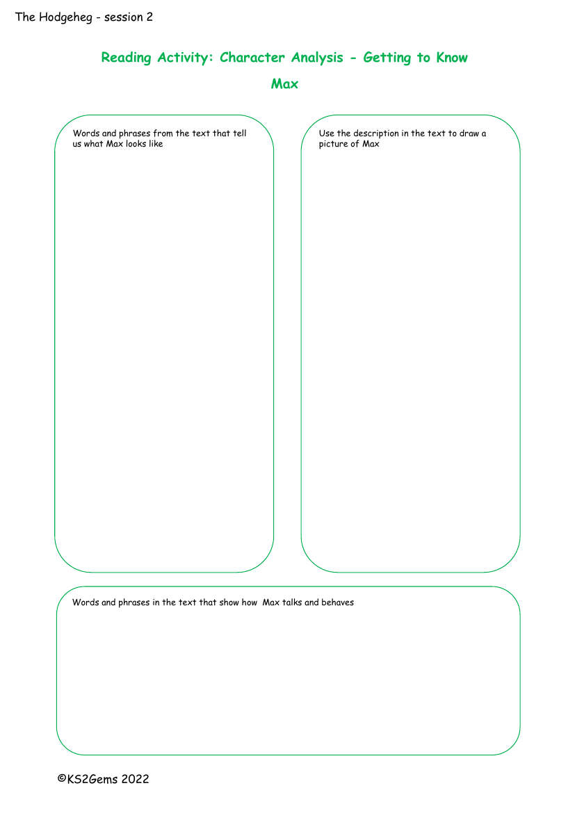 The Hodgeheg - Session 2 - Character analysis Max