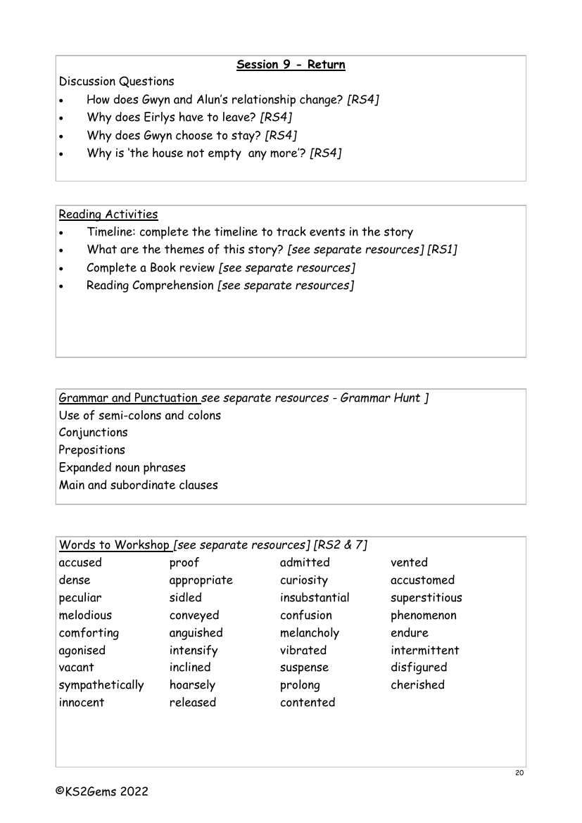 The Snow Spider - Session 9 - Worksheet