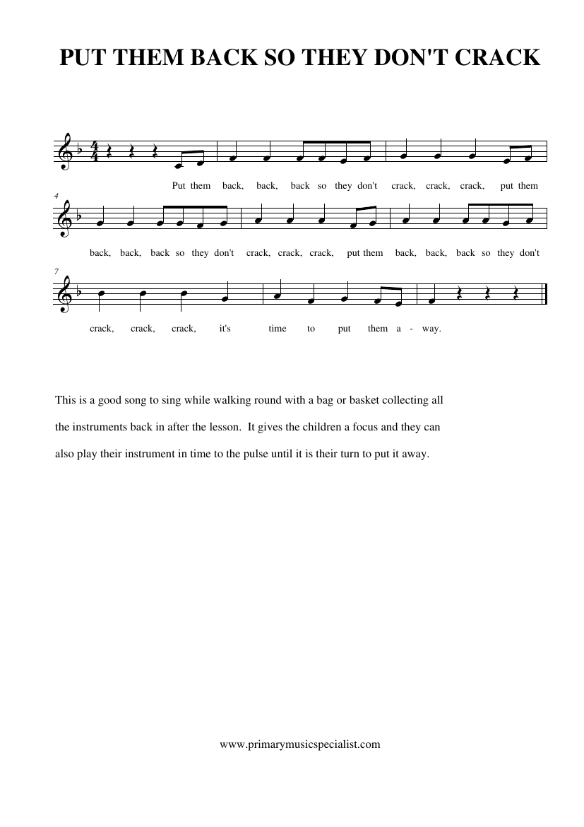 Instrumental Activity Book - Put Them Back so They Don't Crack