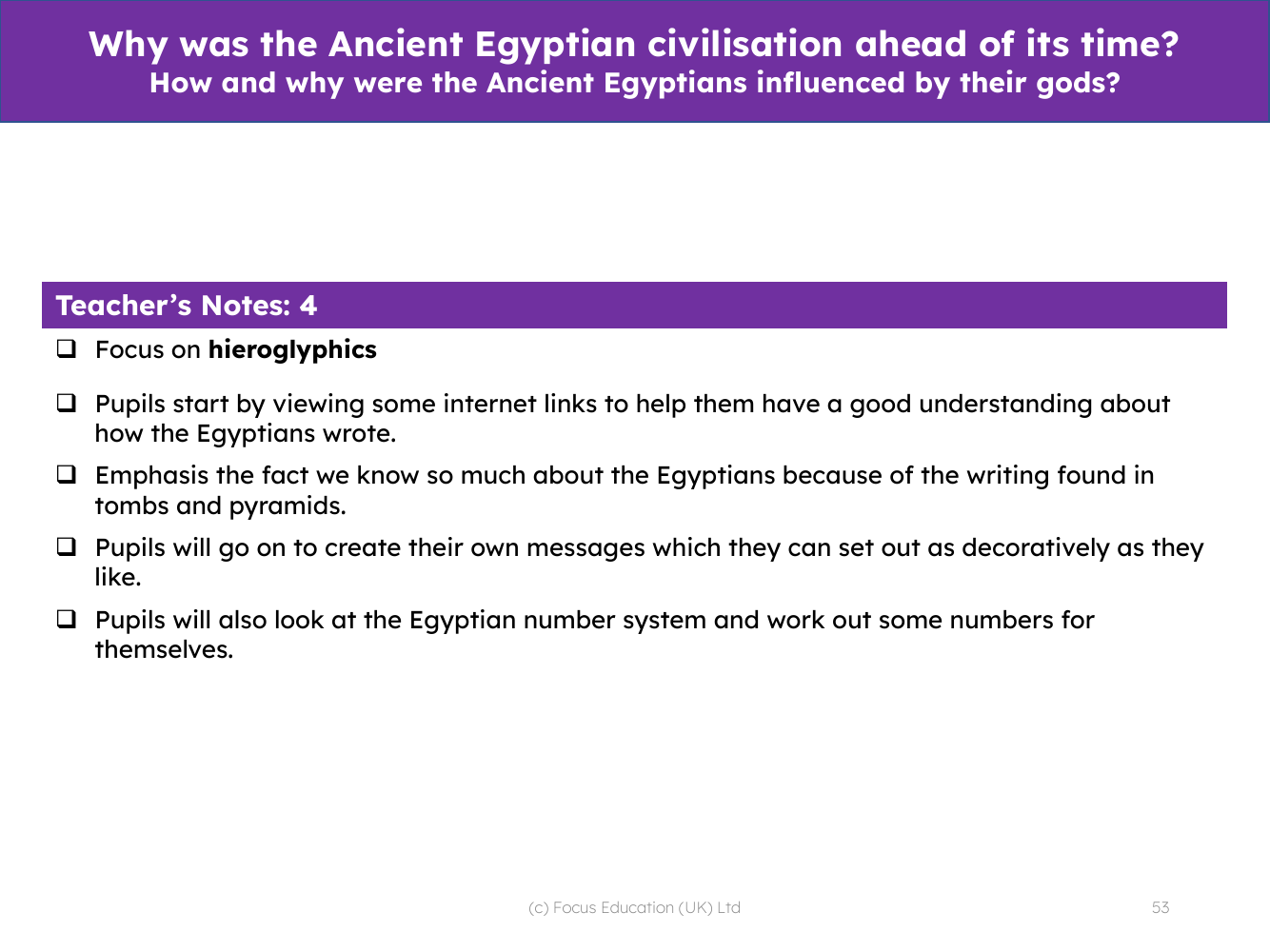 How and why were the Ancient Egyptians influenced by their gods? - Teacher notes 4