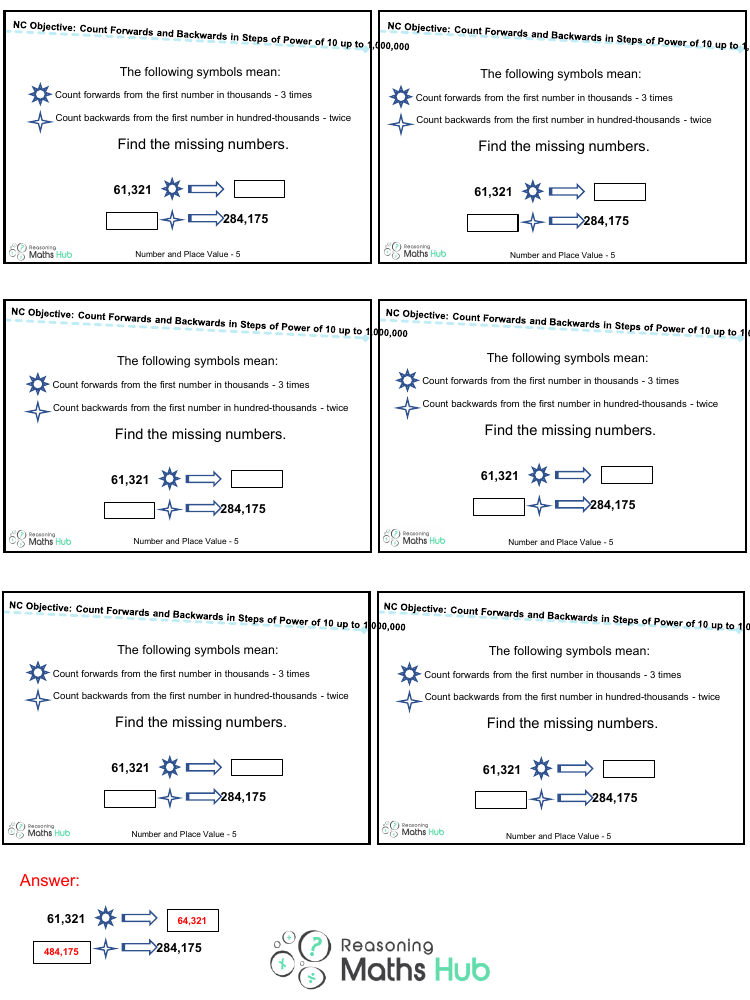 Count Forwards And Backwards In Steps Of Power 6 - Reasoning