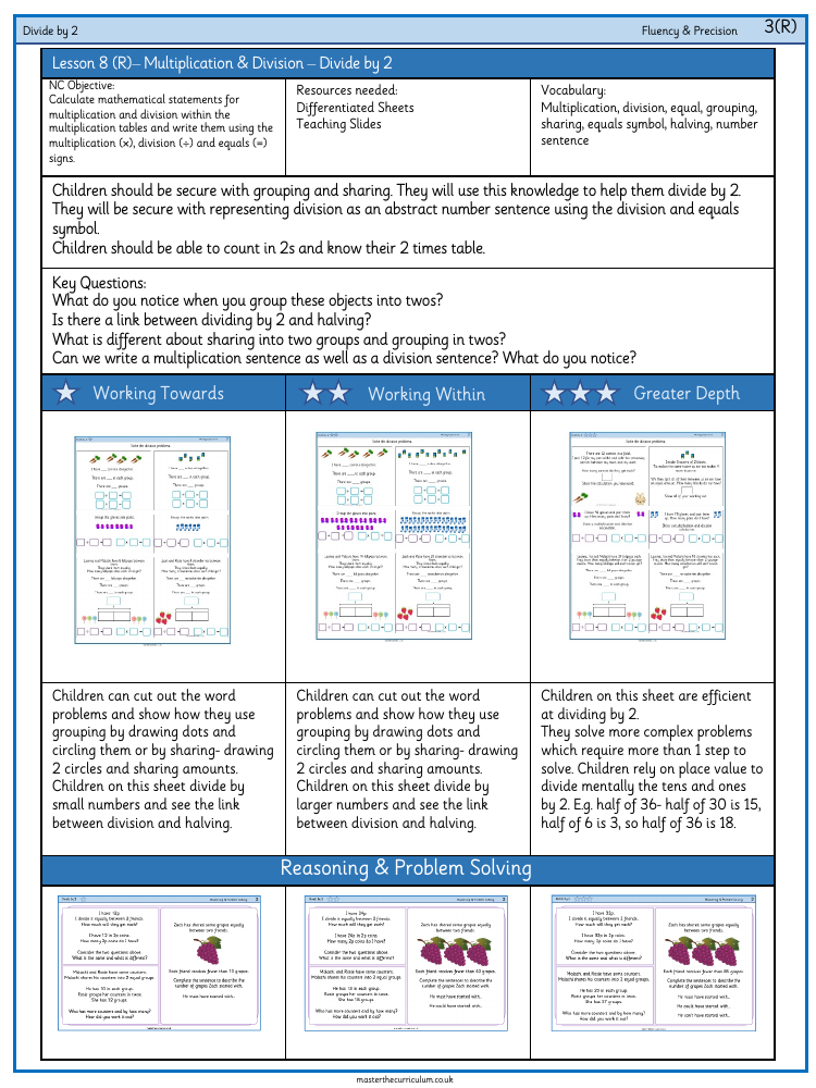 Multiplication and division - Divide by 2 - Worksheet